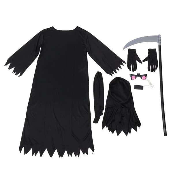 Grim Reaper Halloween-kostym med lysande röda ögon L
