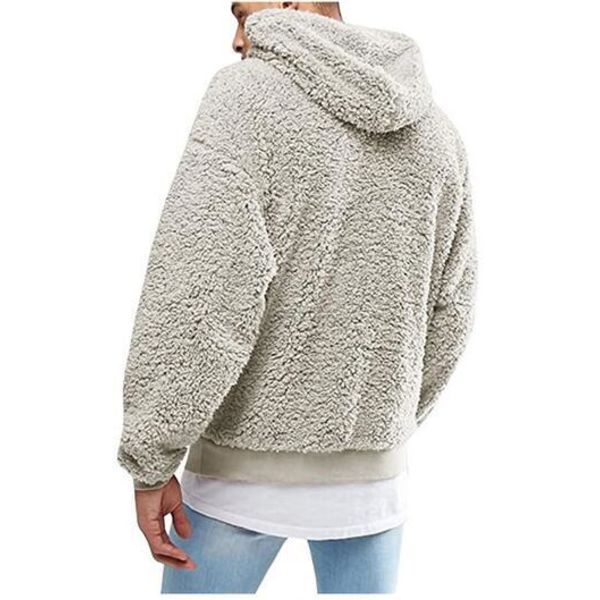 Fuzzy Hoodie Sweatshirt herr Mjuk fleecejacka grey M