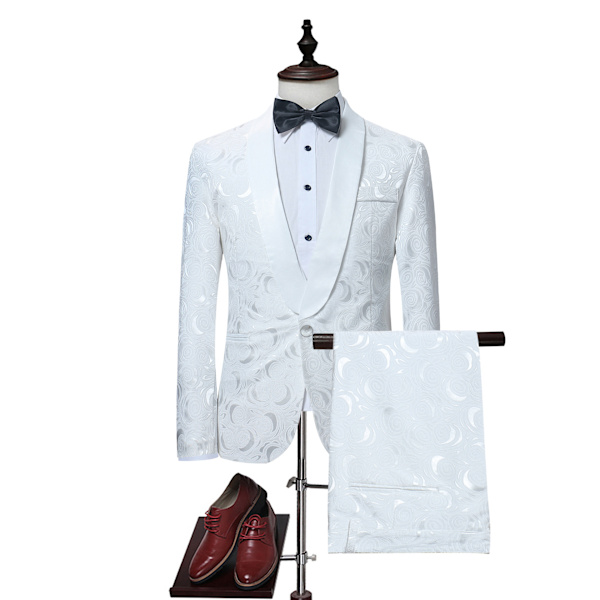 Herr 2-delad kostym Slim Fit Tuxedo för bröllopsfest M