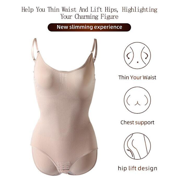 Body Shapewear för kvinnor Tummy Control Jumpsuit apricot M