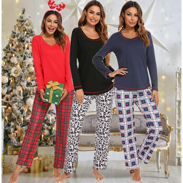 Rutig set för kvinnor Warm Pjs Set red L