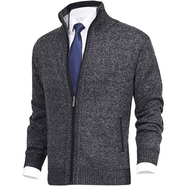 Herrar Stickad Tröja, Casual, Med 2 Fickor Framtill Dark Gray M