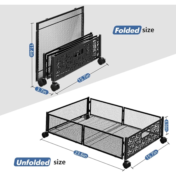 Rullende Opbevaring Under Sengen Foldbar Metal Under Bed Opbevaringsorganisator Skuffe 42*30*6.5CM