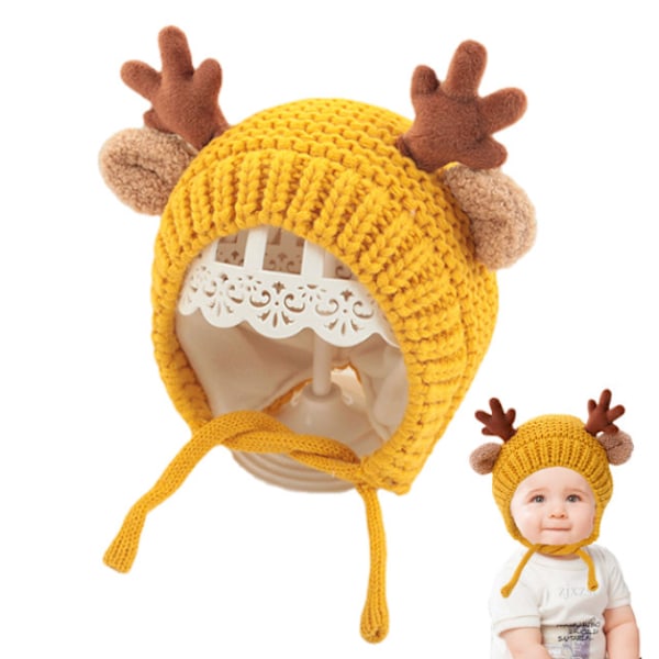 Baby Antler Hat Söta Newborn Baby Hattar yellow