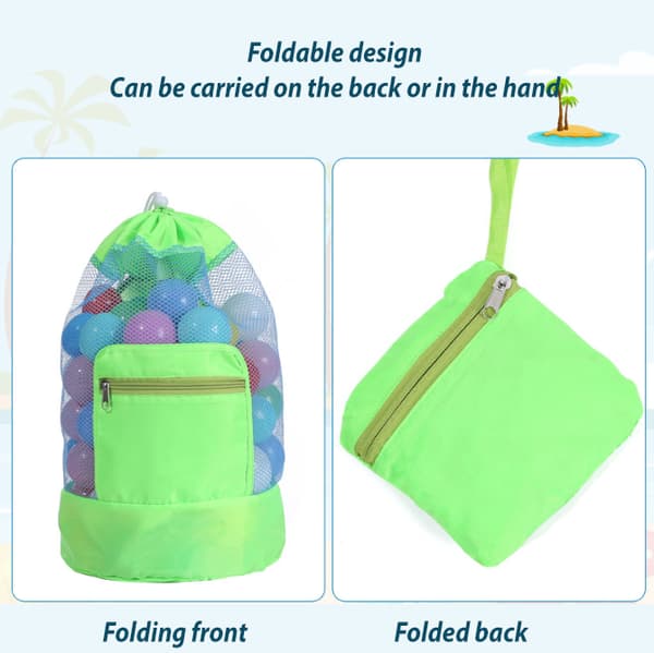 Stor Strandväska Dragsko Strandryggsäck Leksaksförvaring Mesh-väskor Dark Pink