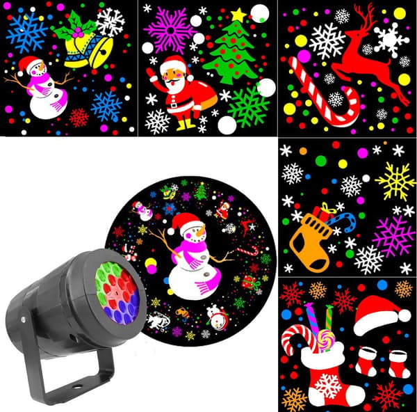 Juleprojektor LED-lys, 16 lysbilder projektorlampe
