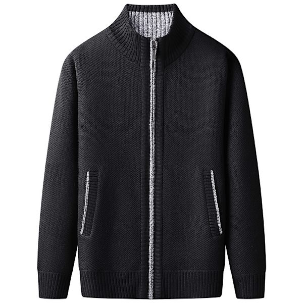 Herrar Stickad Tröja, Casual, Med 2 Fickor Framtill Black XL