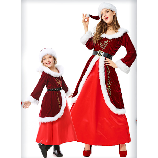 Dame Julemandskappe Deluxe Fløjl Fru Claus Hættekappe Kostume M
