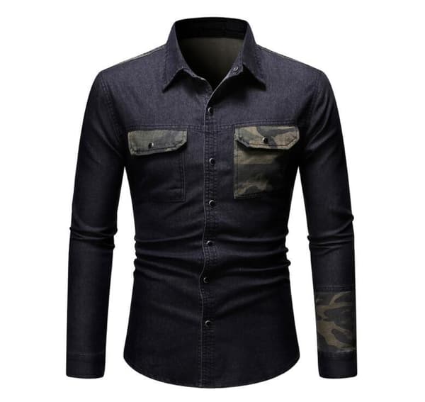 Långärmade casual för män black L