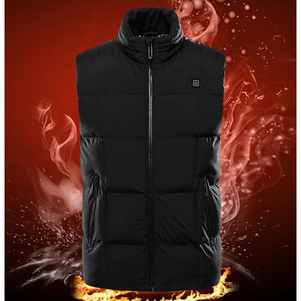 Varmeregulert Veste for Menn, Smart Elektrisk Oppvarmet Veste Black M