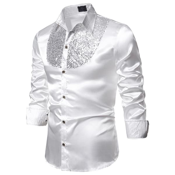 Herrar Glittrande Sekvens Disco Party Klänningar White L