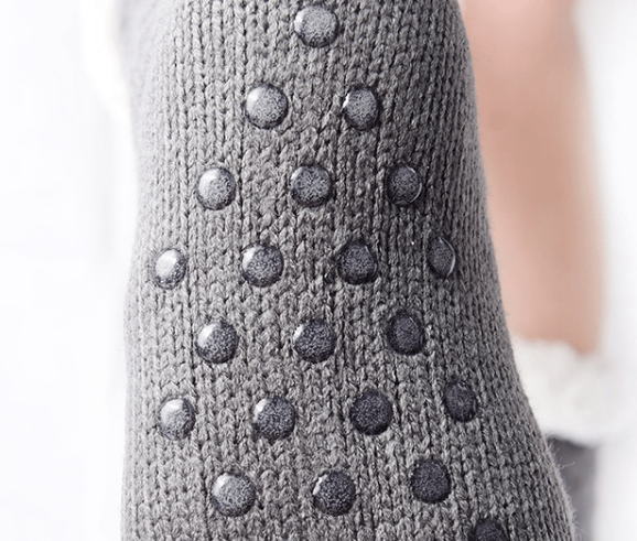 Slipperstrumpor för damer, mjuka tjocka, halkfria hemstrumpor grey