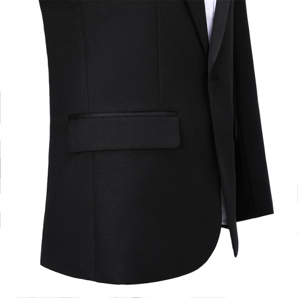 Herrkostymer Slim Fit 7-delad formella kostymer för bröllopsbal Black L
