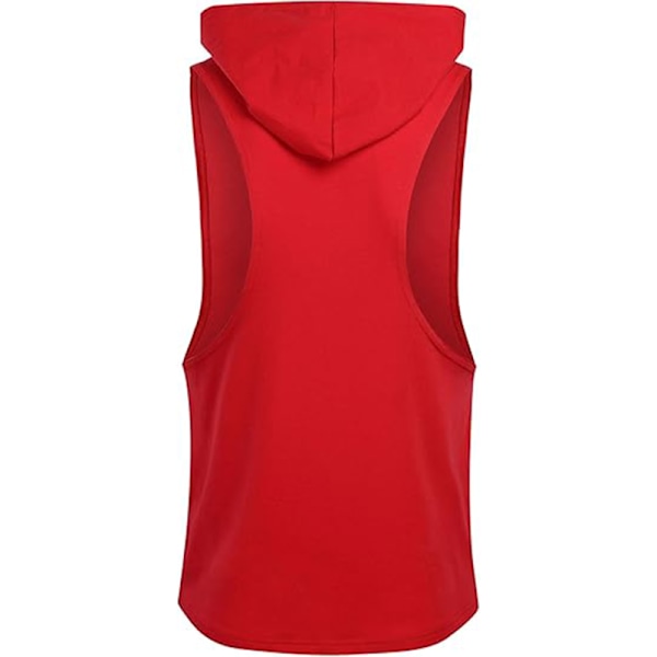 Miesten treenihupparihihaton lihaspaita kehonrakennukseen Red M