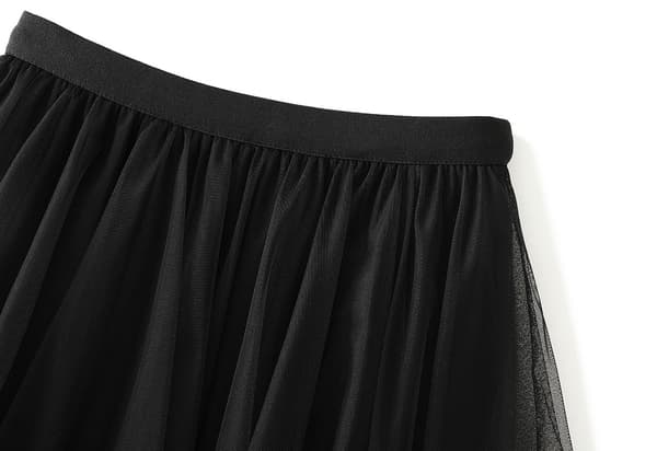 Tyllkjol för dam, midi, lång, älvkjol Black