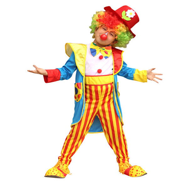 Clown-dräktset för barn Cirkusdräkt Yellow M