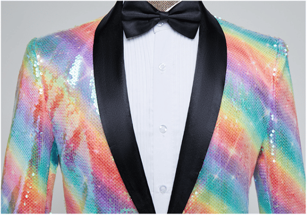 Herre Mode Shawl Revers Pailletter Blazer L