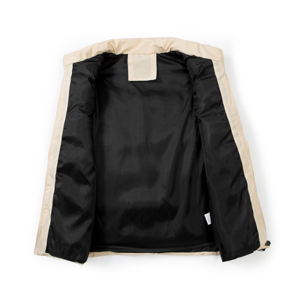 Män Casual Stand krage väst Vadderad jacka väst khaki XL