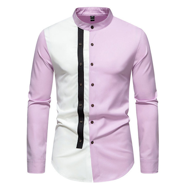 Menn's Fargeblokkeringsskjorte Casual Plus Size Skjorte Purple XL