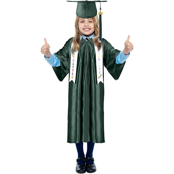 2025 Års Førskole- og Børnehave Afslutningskåbe Hue Kvast Sæt dark green 3XL
