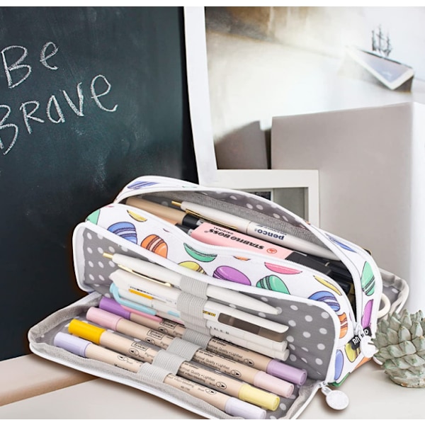 Case Stor kapacitet 3 fack Canvas pennfodral white