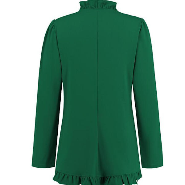 Kvinners Ruffled Lapel Knappelukking Jakke Green M