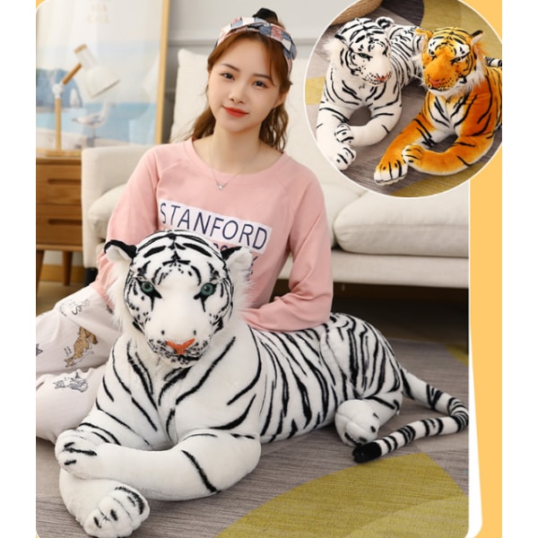 Realistiska mjuka gosedjur Plyschleksak Tiger white 40CM