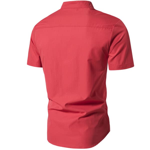 Mænds Solid Kortærmet Stående Krave Trøje Red XXXL