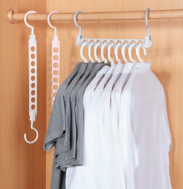 10 st 9-håls halkfria klädhängare Grey