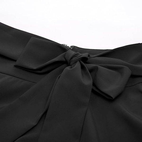 Kvinnors Högmidjade A-Linje Fickor Kjol Skater Flared Midi Kjol Black L