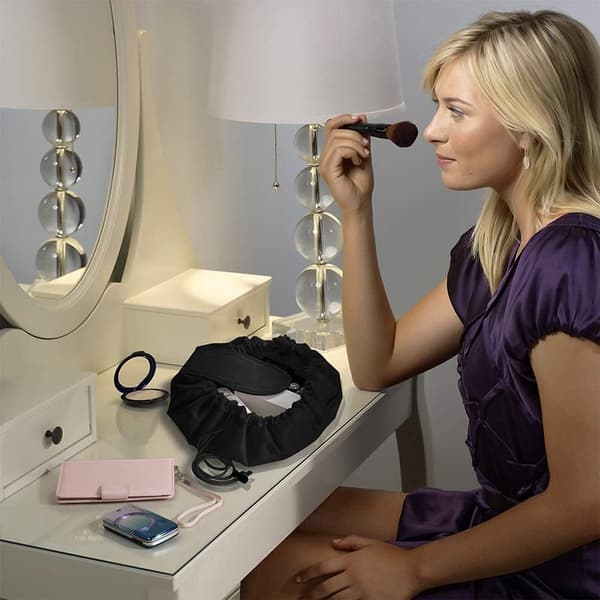 Lazy Drawstring Stor Lomme Kosmetikkveske For Reiser Black
