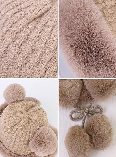 Vintermössa i fluffig stickning för kvinnor Red