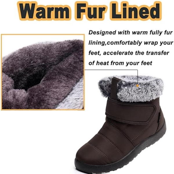 Damskor Snöskor Vinter Pälsfodrade Ankelboots Black 40