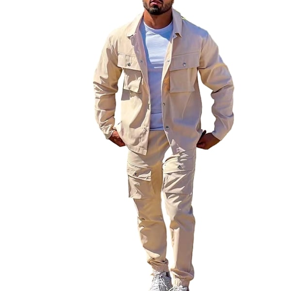 Sweatsuits för män Långärmad Casual 2-delad Brown M