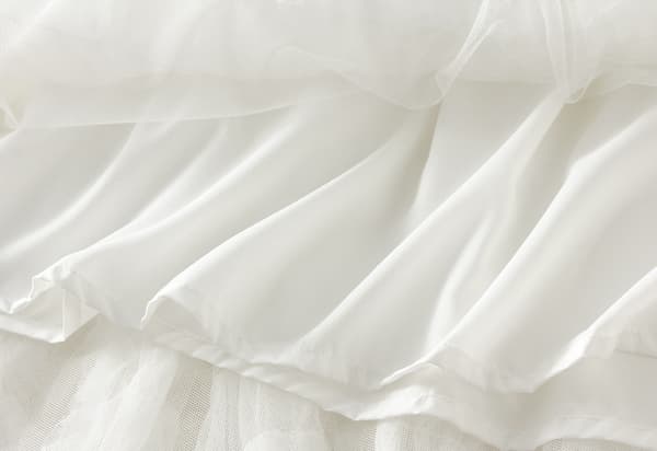 Kvinders Sød Elastisk Talje Tulle Lagdelt Ruffles Mesh Lang Lagdelt Skørt White