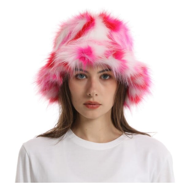 Dames Vinter Kunstig Pels Fuzzy Varmt Spandhat Pink