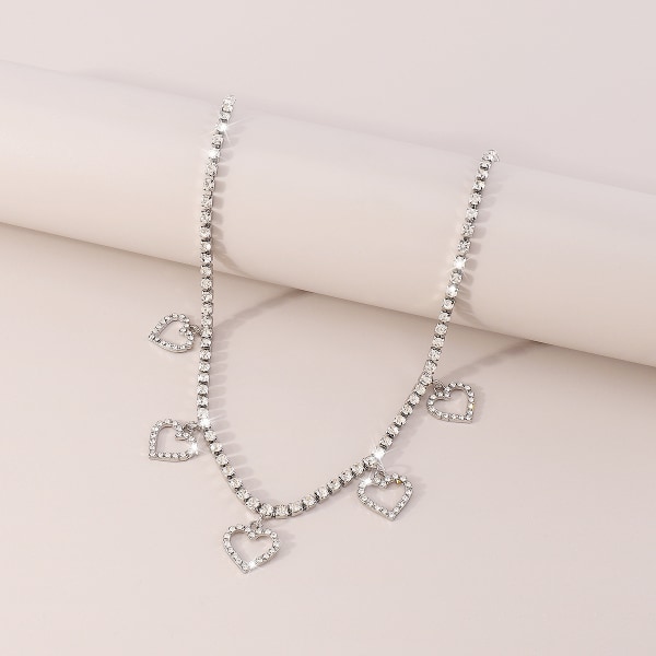 Crystal Heart Shape Pendant Body Waist Chain för kvinnor White