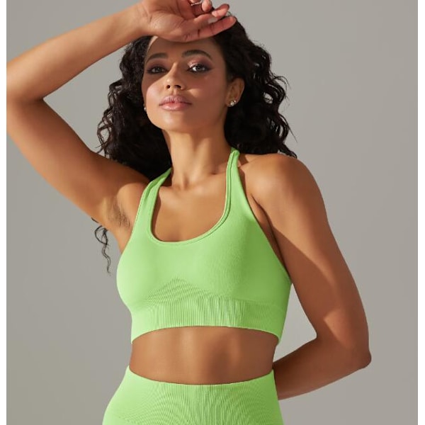 Solid Färgad Stretch Yoga Kläder Green L