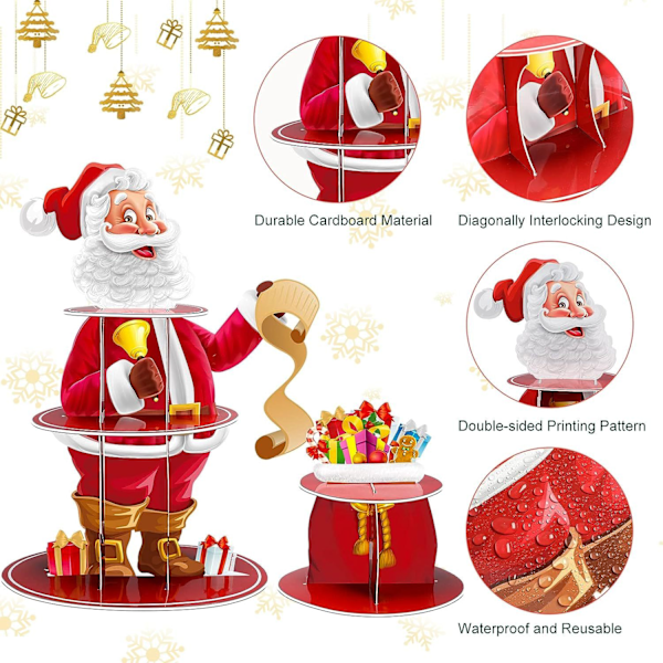Jule Cupcakes Stativ 3-lags Juleferie Party Cupcake Toppers Red
