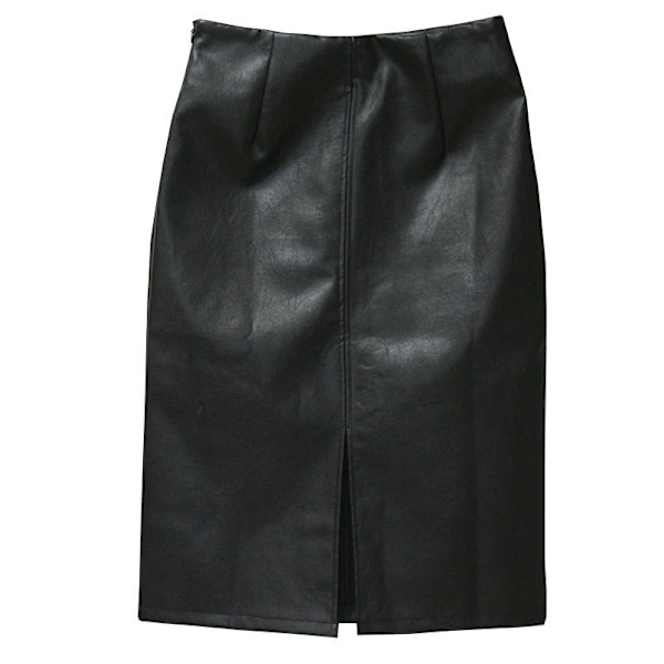 Konstläderpennskjort med hög midja, slits, dam, halvlängd, höftkjol 4XL