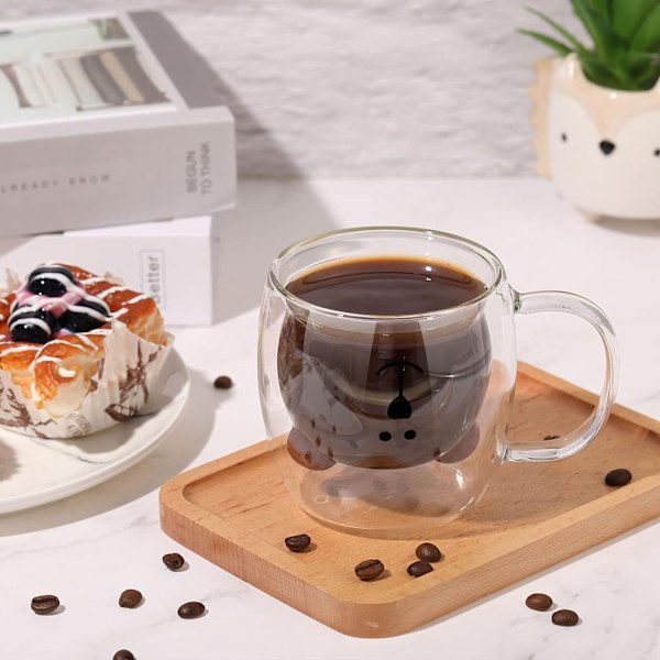 Glasbjörn Kaffe Muggar 8.5 oz Dubbelväggig Glasmugg