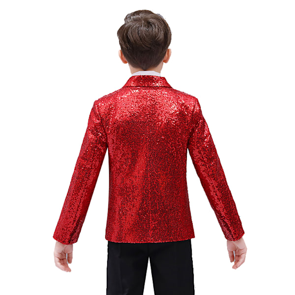 Boys formella paljetter kostymer för scenbröllop red 160cm