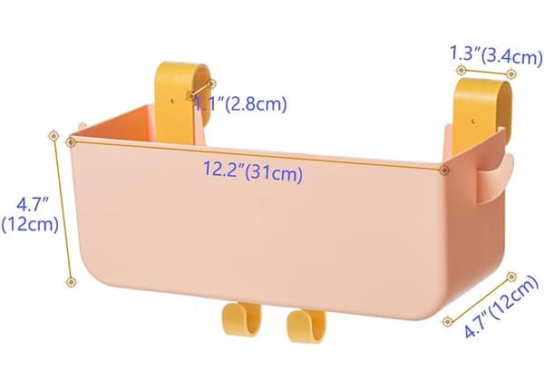 Sängbordshängande Förvaringskorg med 4 Krokar Pink