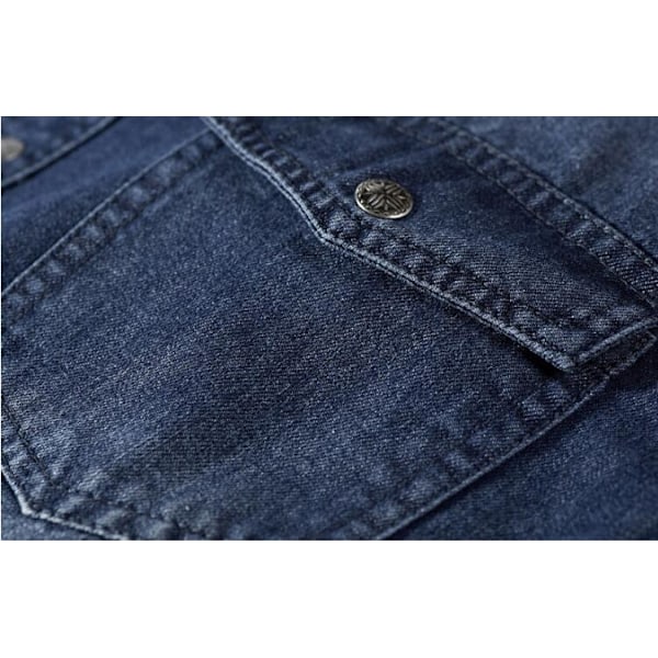 Mænds Denim Skjorte Retro Casual Jean Arbejdsskjorte Blue L