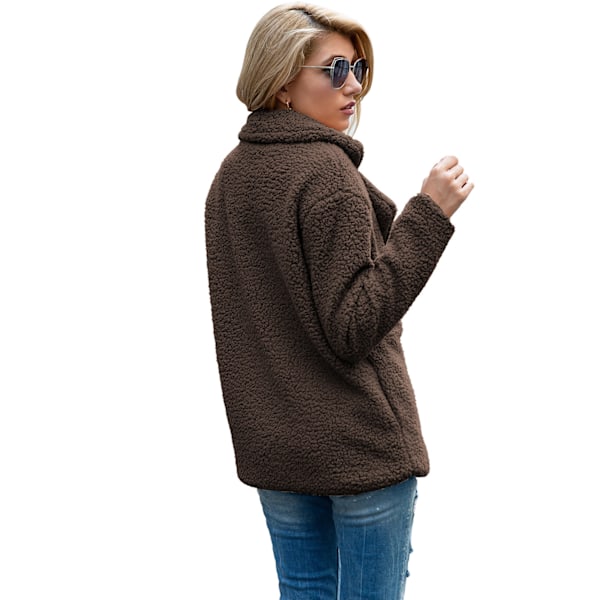 Dame Faux Shearling Shaggy Oversized Shacket Jakke Brown L