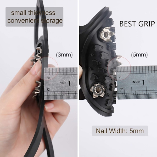 2 Par Non-Slip Gripper Pigger for Sko og Støvler for Gang på Snø og Is M