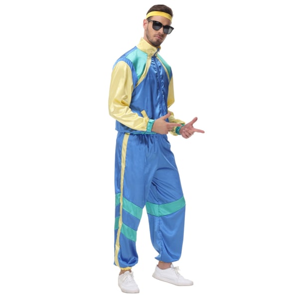 Unisex Tracksuit 80-tal 90-tal Disco Dansfest Kostym med Hårband Male M