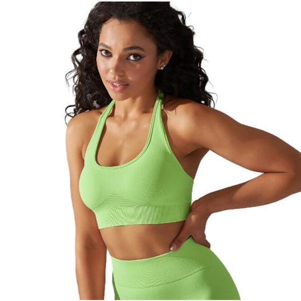 Solid Färgad Stretch Yoga Kläder Green L