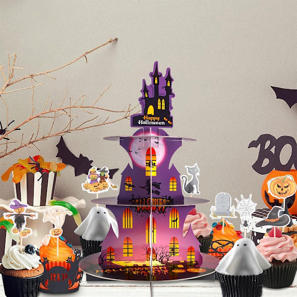 Cupcake Stativ til Halloween Fest Dekorationer 3-lags Dessert Stativ Style 1