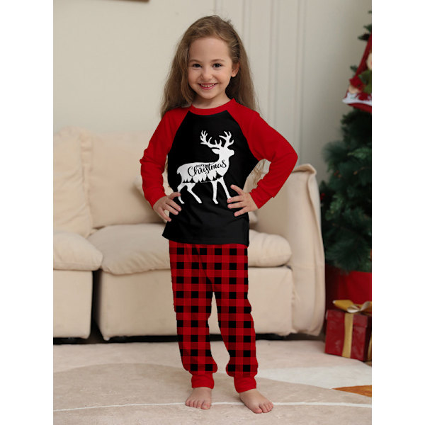 Julpyjamas med söt ren-print, långärmad pyjamasuppsättning Dad M